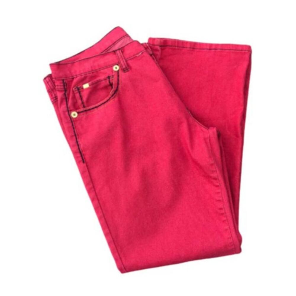 90s Retro DG2 by Diane Gilman red high rise jeans
